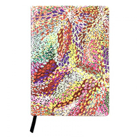 Utopia Aboriginal Art PU Leather A5 Ruled Journal - Firesparks (Yellow)