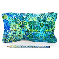 Better World Aboriginal Art Cotton Canvas/Mesh 1 Zip Pencil Case - Ngarrindjeri Country