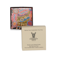 Patricia Fatt Coaster Set of 4 Boxed 9.5 X 9.5cm - Rocks and Waterholes