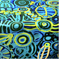 Better World Aboriginal Arts Luxe Organic Cotton-Satin Tablecloth (150cm x 230cm) - Ngarrindjeri Country