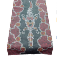 Hogarth Arts Aboriginal Art Flax Linen Tablerunner (180cm x 33cm) - Crocodile