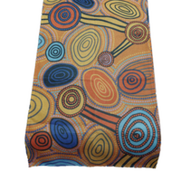 Hogarth Arts Aboriginal Art Flax Linen Tablerunner (180cm x 33cm) - Skipping Stones