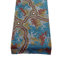 Hogarth Arts Aboriginal Art Flax Linen Tablerunner (180cm x 33cm) - Wetland Dreaming