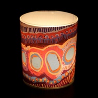 Better World Aboriginal Art Tealight Candle Holder [9cm x 8cm] - Two Dogs Dreaming
