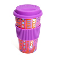 Aboriginal All Natural Bamboo Eco Travel/Coffee Mug (480ml) - Two Dogs Dreaming