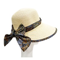 Warrina Aboriginal Art Ladies Straw Floppy Hat - Bush Camp
