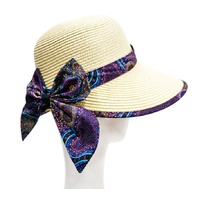 Warrina Aboriginal Art Ladies Straw Floppy Hat - Wild Bush Flower