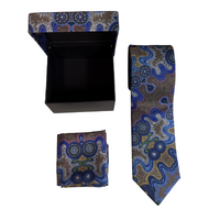 Lee Anne Hall Aboriginal Art 2pce Polyester Tie Set - Blue