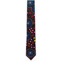 Warrina Aboriginal Art 100% Silk Tie (Giftboxed) - Dreamtime Flowers (Black)