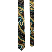 Warrina Aboriginal Art 100% Silk Tie (Giftboxed) - Gathering by the River