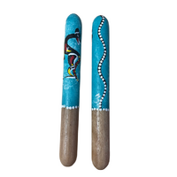 Aboriginal Handmade Handpainted (Spotted Gum) SMALL Music/Clapping Sticks (20cm)