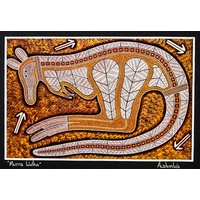 Murra Wolka Read-to-Frame Aboriginal Art Print (25cm x 21cm) - Kangaroo