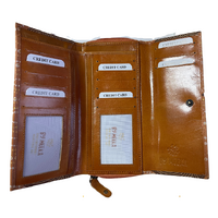 By Meeka Genuine Leather Ladies Tri-Fold Wallet (11cm x 21cm) - Sibling Bond (Tan)
