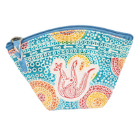 Muralappi Journey Genuine Leather Coin Purse (12cm x 8cm) - Kangaroo in Summer Flowers [colour: Red]
