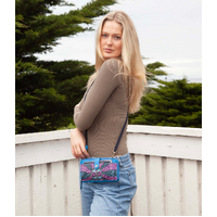 Grandmother Wildflower Genuine Hand Painted Leather Shoulder Sling Wallet - Nikki Dee Designs