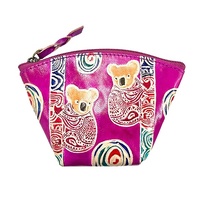 Yakinno Gunditjmara Dreaming Genuine Small Leather Small Coin Purse (12cm x 8cm) - Koala Mates (Tan) [colour: Red]