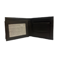 Better World Aboriginal Art Men's Leather Wallet - Sandhills (Black)