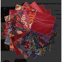 Dreamtime 5" RED Fabric Pack (40) - Aboriginal design Fabric