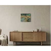 Original Aboriginal Art Painting Stretched Canvas (25cmx30cm) - Rain and Wet on the Red Ochre Lands