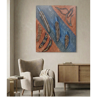Original Aboriginal Art Painting Stretched Canvas (50cmx60cm) - Feathers of Country