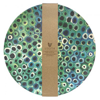Utopia Aboriginal Art Bamboo Dinner Plate Set (4) - Soakage (Green)