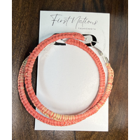 First Nations Fashionista - Handmade 6cm Pretty Pink Woven Hoop Earrings [Silver Clips)