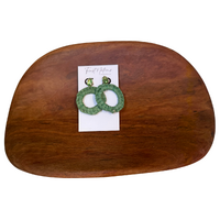 First Nations Fashionista - Handmade Aboriginal Art Woven Drop Ring Earrings (Green with Stone Detail)