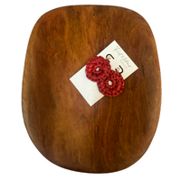 First Nations Fashionista - Handmade Aboriginal Art Woven Drop Earrings (Xmas Red with Stone Detail)