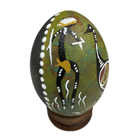 Dreamtime Kullilla Aboriginal Art Handpainted Emu Egg - Emu Dancer (3)