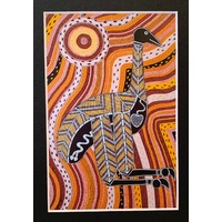Murra Wolka Framed Aboriginal Art Print (23cm x 19cm) - Emu