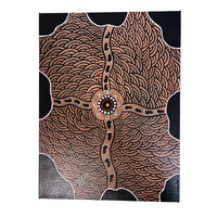 Original Aboriginal Art Painting Stretched Canvas (30cm x 40cm ) - Connecting and Meeting on Country