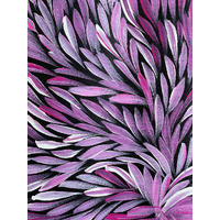 Raintree Aboriginal Art UNStretched Canvas [39cm x 37cm] - Bush Medicine Leaves (Purple)