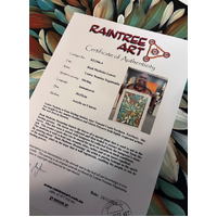 Raintree Aboriginal Art UNStretched Canvas [60cm x 45cm] - Bush Medicine Leaves (Blue/Browns)