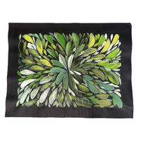 Raintree Aboriginal Art UNStretched Canvas [60cm x 45cm] - Bush Medicine Leaves (Greens)