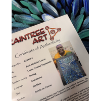 Raintree Aboriginal Art UNStretched Canvas [60cm x 45cm] - Bush Medicine Leaves (Blues)