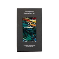 Aboriginal Art Giftboxed 100% Silk Scarf - Bush Leaves Multi