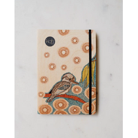 Koh Living Aboriginal Art A5 Ruled Journal with Wood Cover - Kookaburra