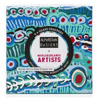 Warlukurlangu Aboriginal Art Glass Coaster Set (6) - Two Dogs Dreaming