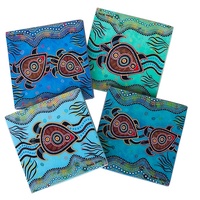Paths of the Sea Turtle Coaster Set of 4 Boxed 9.5 X 9.5cm - Muralappi Journey