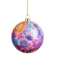 Women's Love Story GIFBOXED Xmas Bauble  (8cm) - KOH Living Aboriginal Art