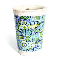 Ngarrindjeri Country Bamboo Lidded Travel Mug (227ml - 8oz) - Better World Art