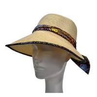 Warrina Aboriginal Art Ladies Straw Floppy Hat - Bush Camp
