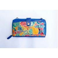 Connecting with Land Leather Shoulder Sling Wallet [21 X 11 X 2cm] - Yakinno Gunditjmara Dreaming 