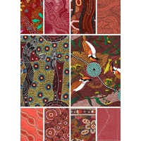 Dreamtime 10" RED Square Aboriginal design Fabric Pack (40)