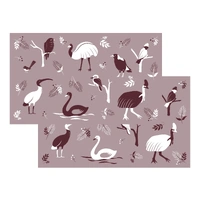 Native Birds [Grey/Maroon] - XLARGE (2.4m x 4m) - Recycled Plastic Mat