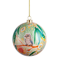 Laughter Among The Blooms [Kookaburra] GIFBOXED Xmas Bauble  (8cm) - KOH Living Aboriginal Art