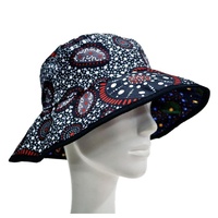 Warrina Aboriginal Art Reversible Bucket Hat - Bush Onion Wild Flowers/Bush Food Dreaming