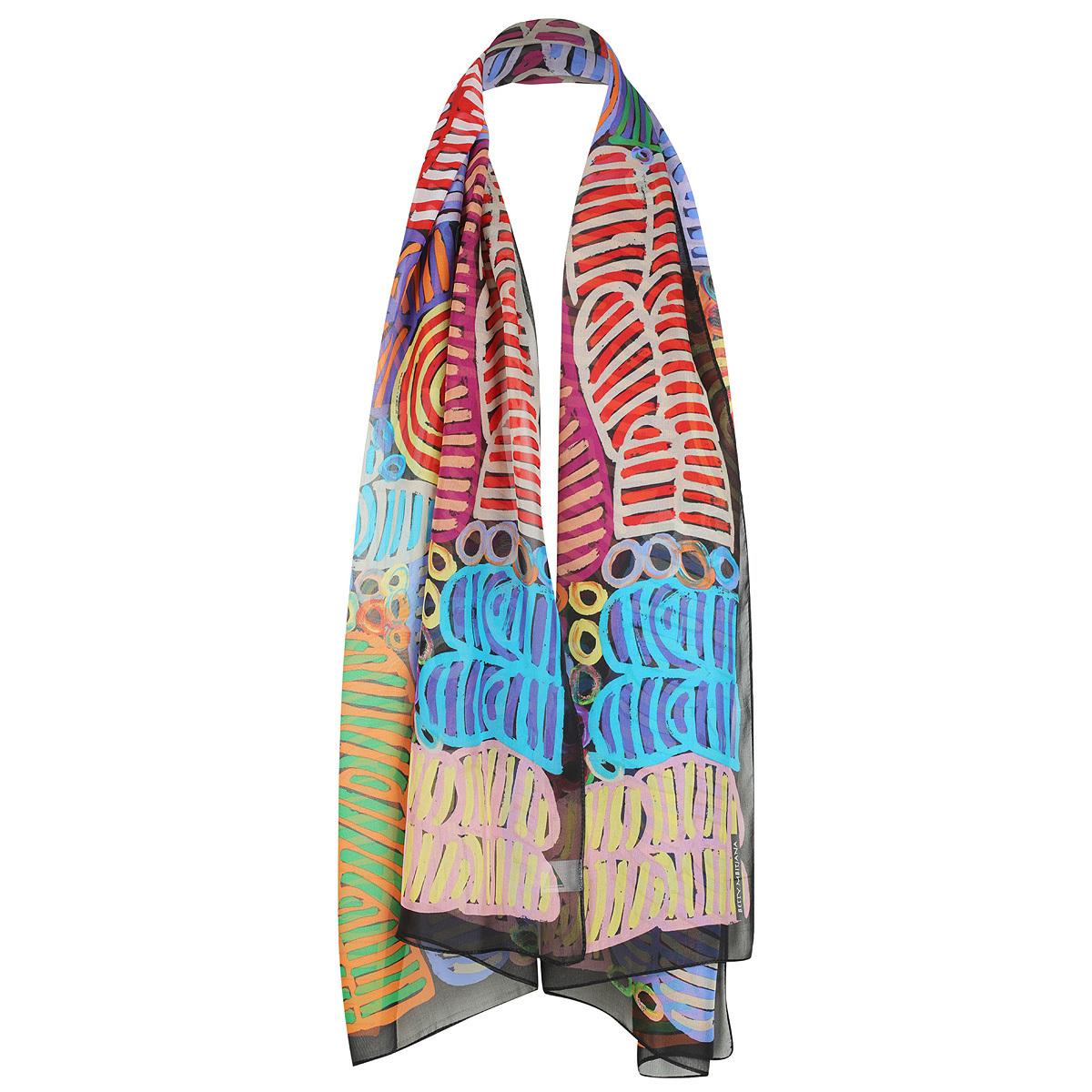 Outstations Aboriginal Art Pure Silk Chiffon Scarf - Awelye & Bush ...