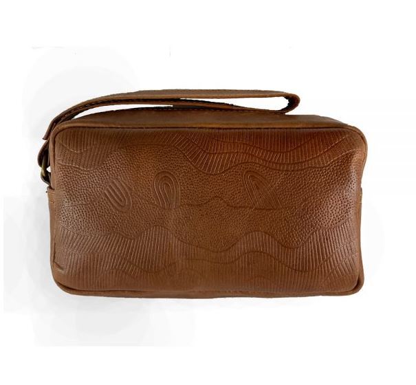 Better World Aboriginal Art Men's Leather Embossed Toiletry Bag ...