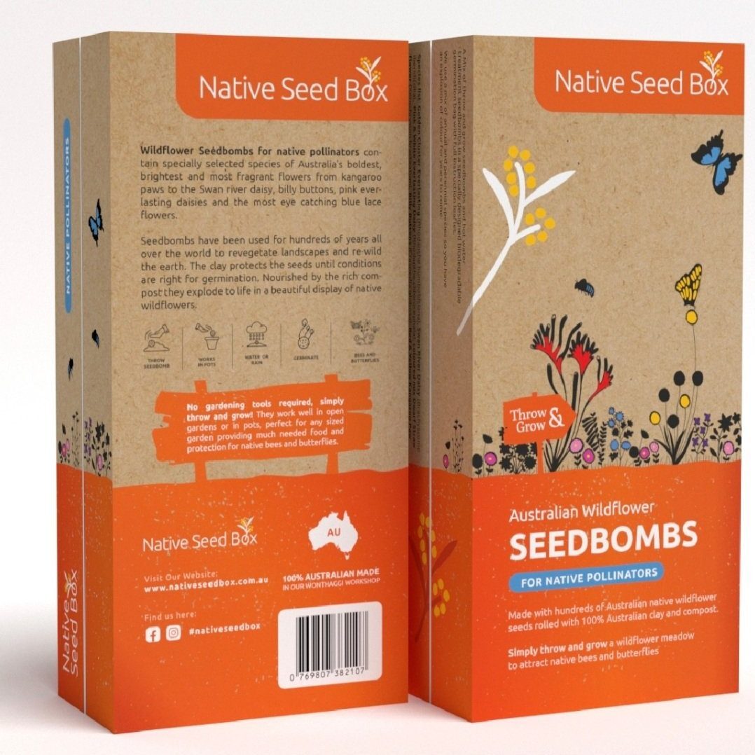 Native Seed Box Australian Wildflower [Native Pollinators] Collection Seedbombs